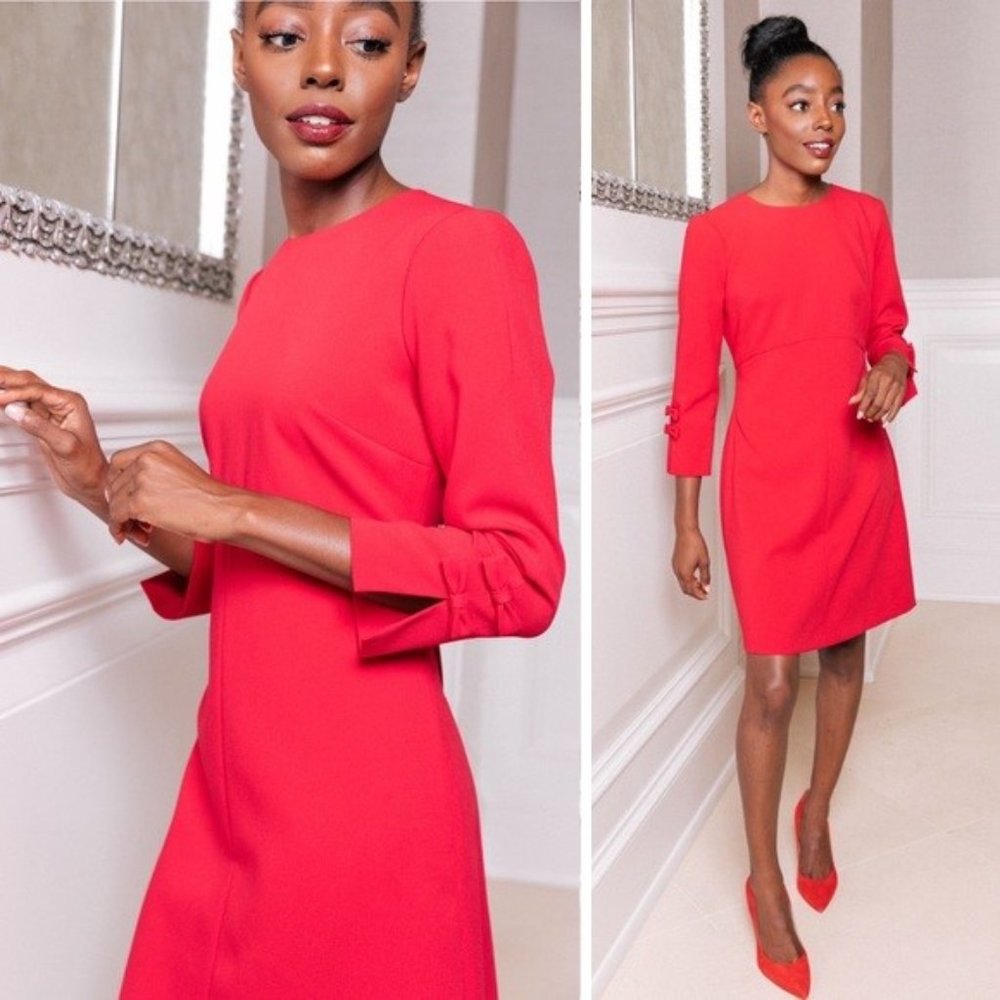 ❤️ NEW Gal Meets Glam Tatiana Apple Red Dress with Bow Sleeves 20